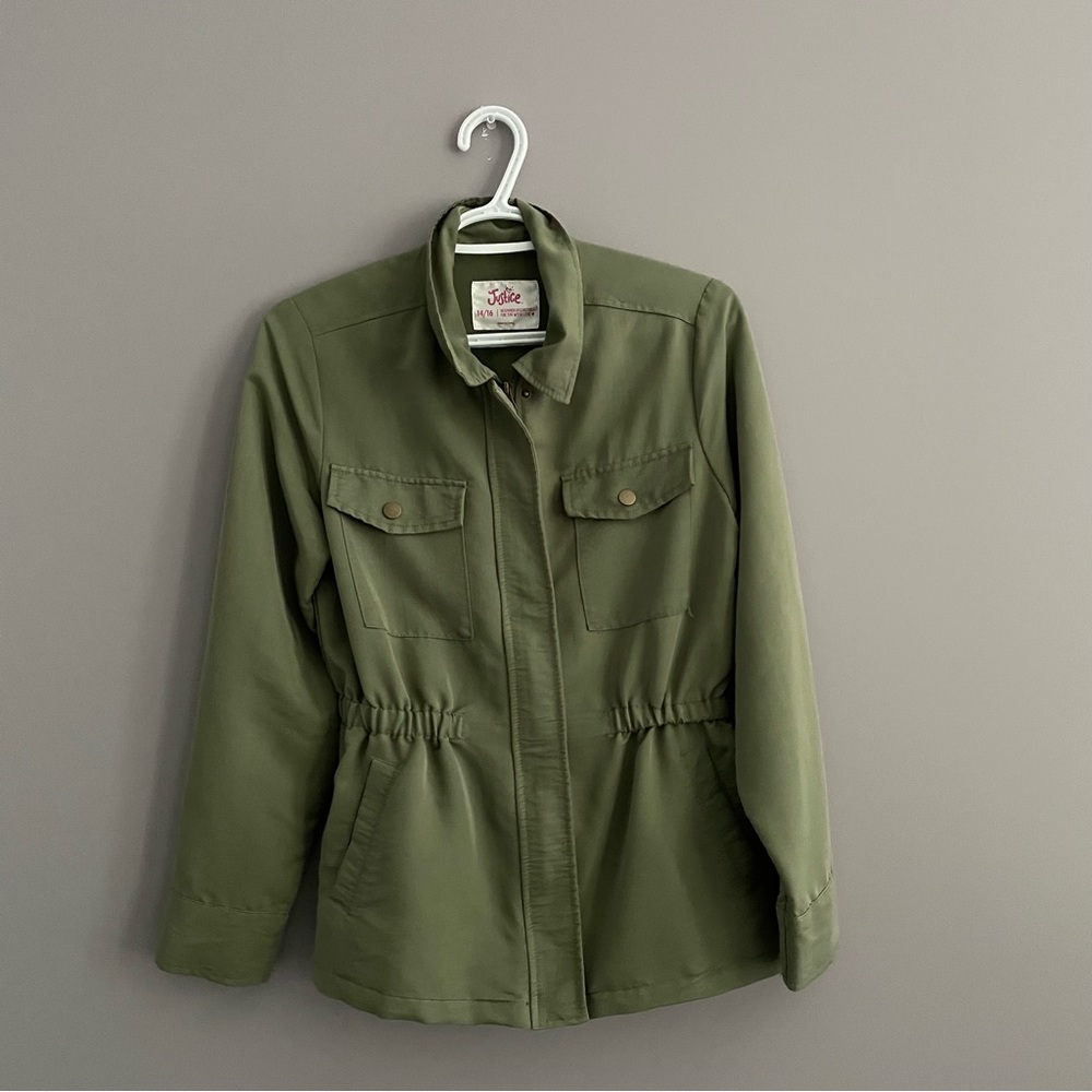 Justice Size 14/16 Army Green Light Jacket